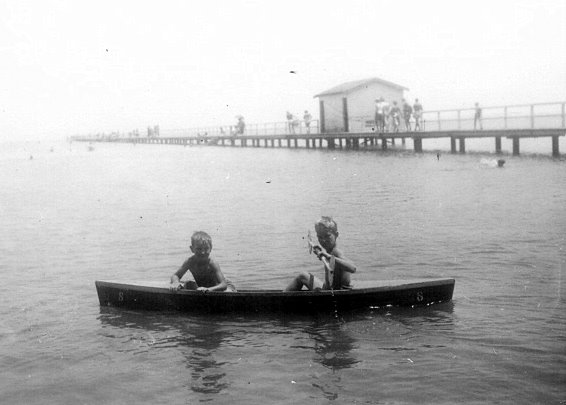 David and John canoeing in the 1950s